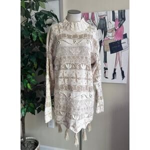 Vintage Cottagecore Granny Maggie Lawrence Collection Heavy Tunic Sweater Sz M